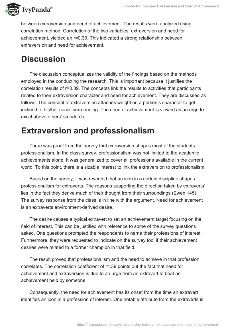 Connection between Extraversion and Need of Achievement. Page 2