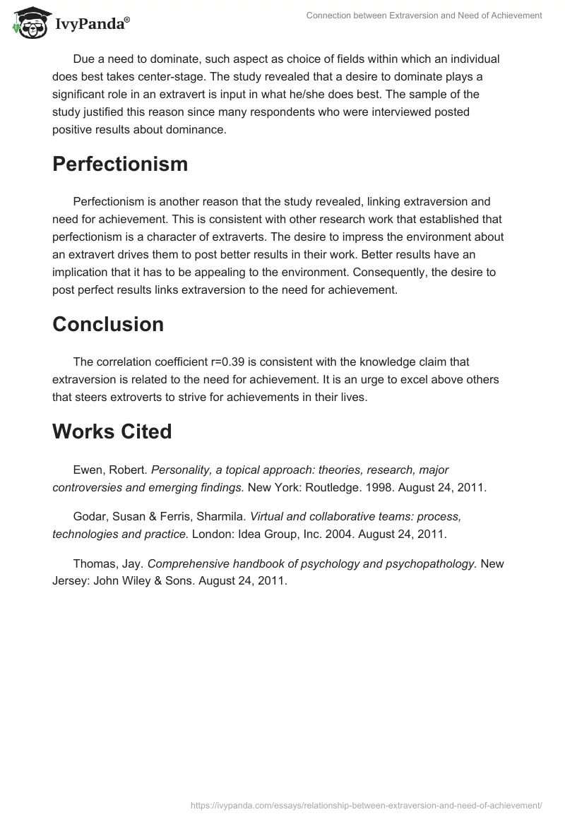 Connection between Extraversion and Need of Achievement. Page 4