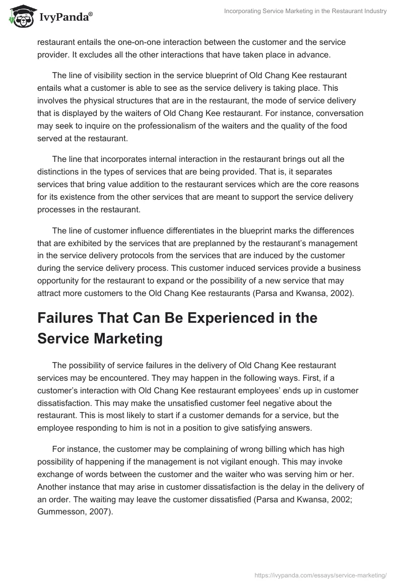 Incorporating Service Marketing in the Restaurant Industry. Page 4