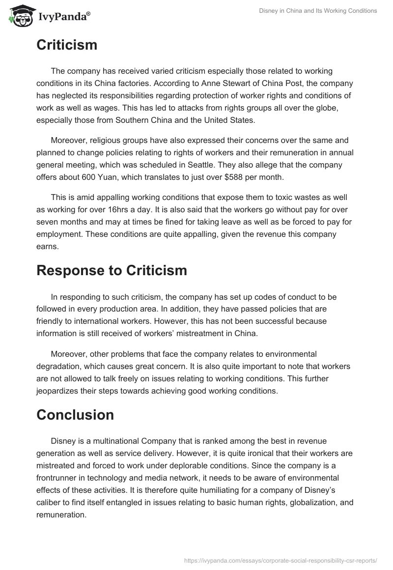 Disney in China and Its Working Conditions. Page 2