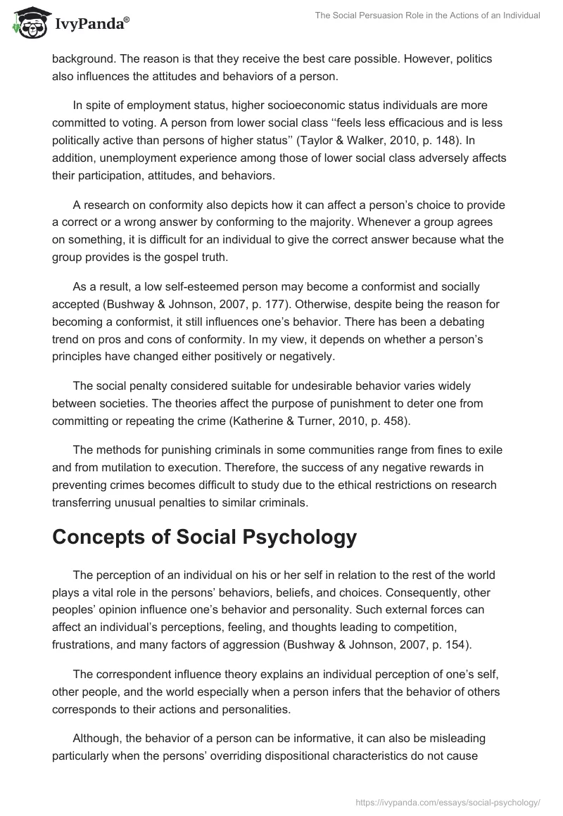 The Social Persuasion Role in the Actions of an Individual. Page 3
