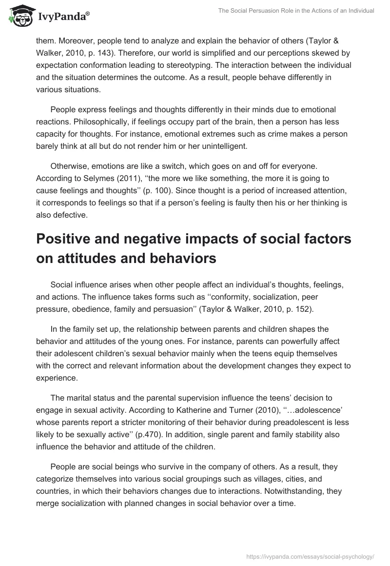 The Social Persuasion Role in the Actions of an Individual. Page 4