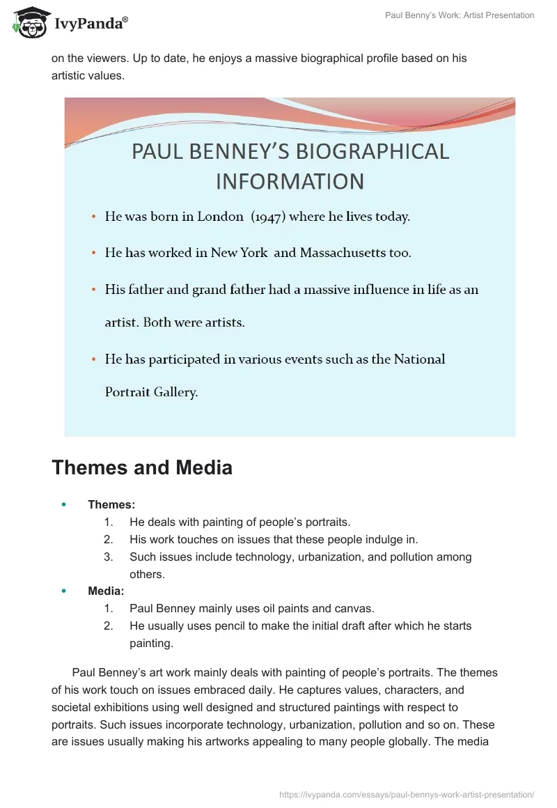 Paul Benny’s Work: Artist Presentation. Page 3