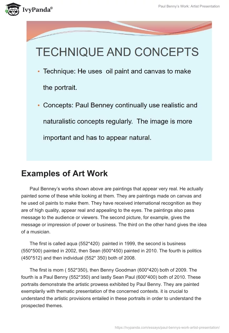 Paul Benny’s Work: Artist Presentation. Page 5