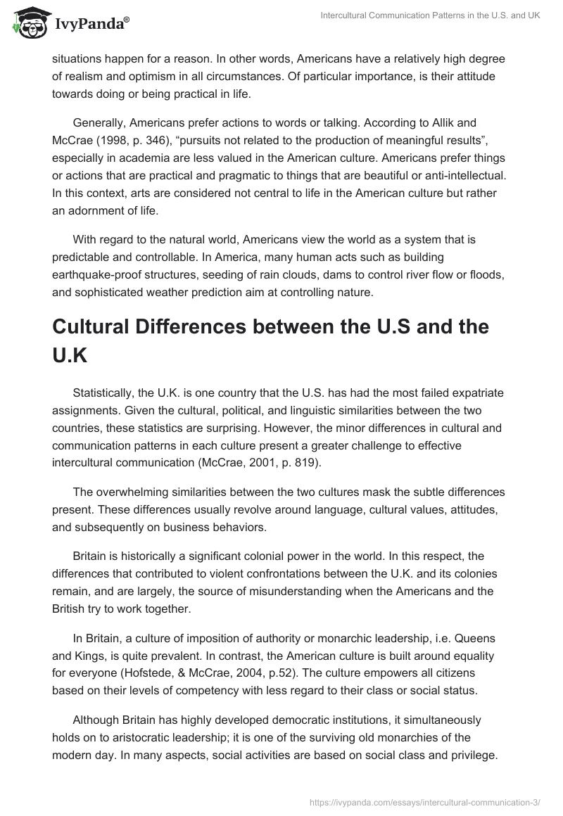 Intercultural Communication Patterns in the U.S. and UK. Page 5