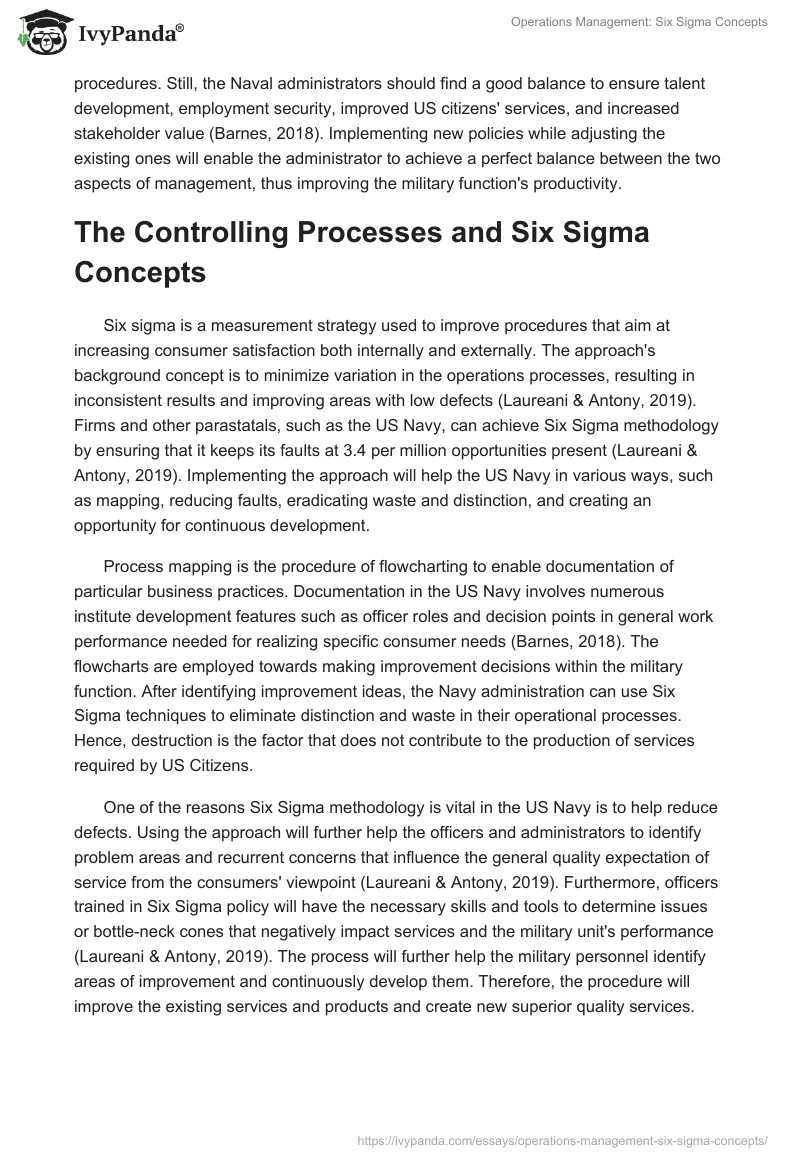 Operations Management: Six Sigma Concepts. Page 2