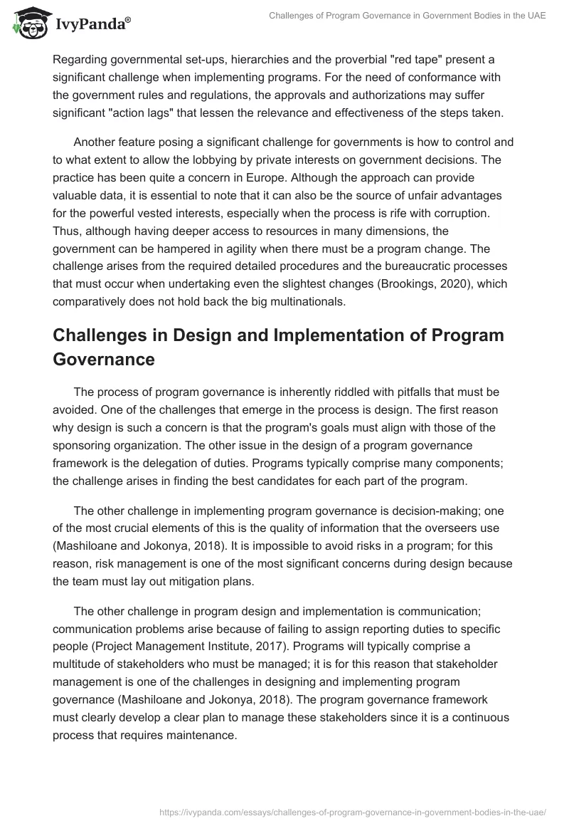 Challenges of Program Governance in Government Bodies in the UAE. Page 4