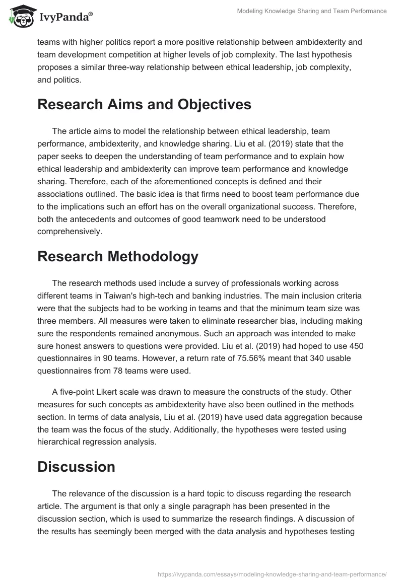 Modeling Knowledge Sharing and Team Performance. Page 3