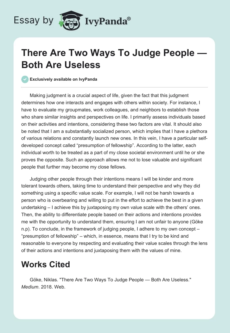 There Are Two Ways To Judge People — Both Are Useless. Page 1