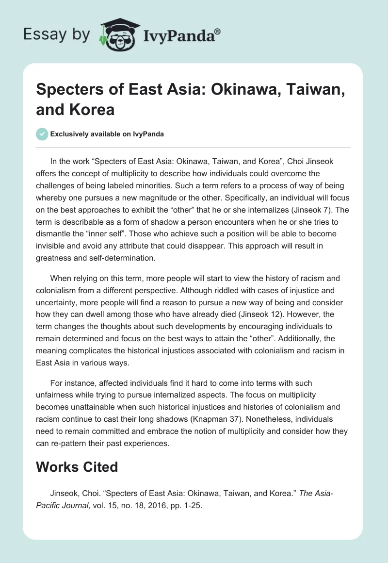 Specters of East Asia: Okinawa, Taiwan, and Korea. Page 1