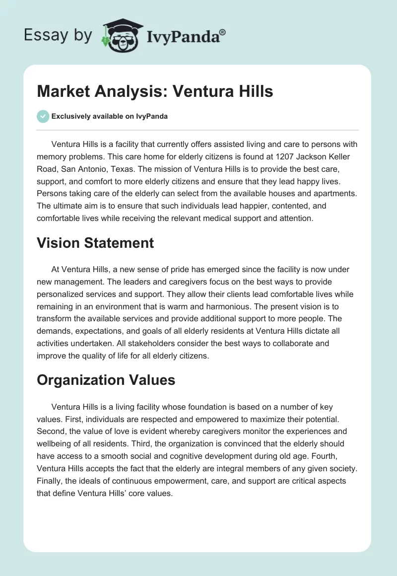 Market Analysis: Ventura Hills. Page 1