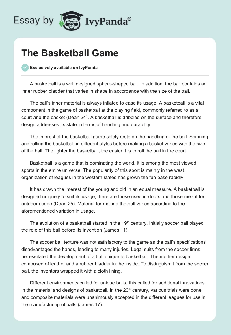 The Basketball Game. Page 1