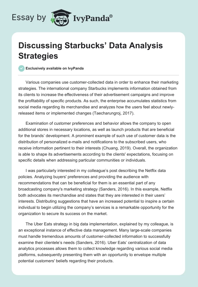 Discussing Starbucks’ Data Analysis Strategies. Page 1