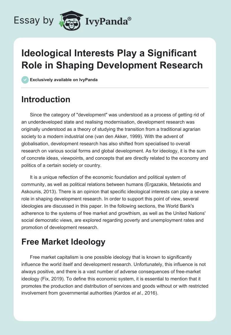 Ideological Interests Play a Significant Role in Shaping Development Research. Page 1