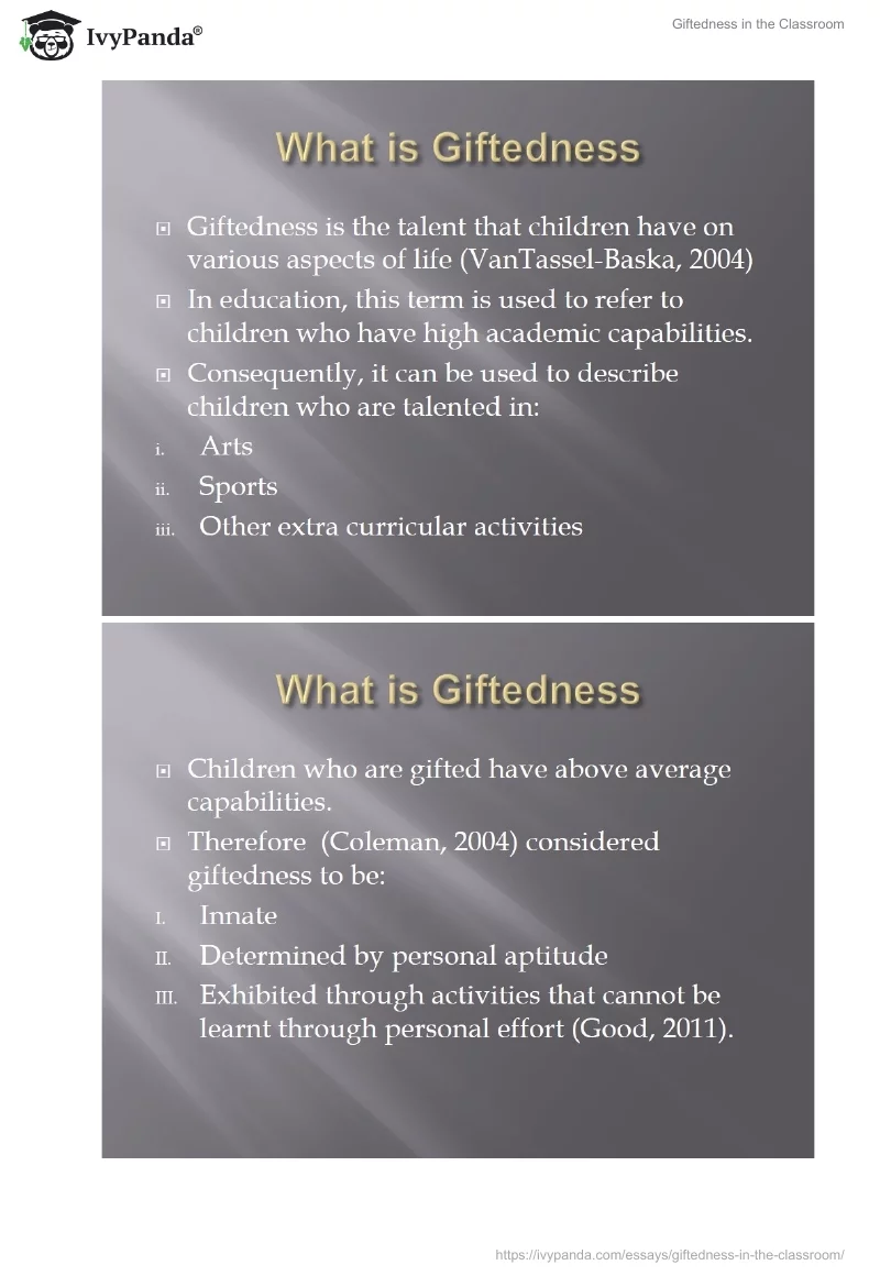 Giftedness in the Classroom. Page 2