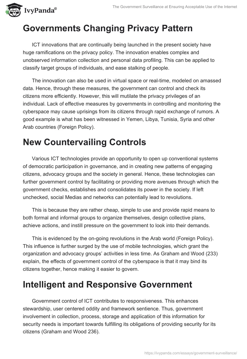 The Government Surveillance at Ensuring Acceptable Use of the Internet. Page 2