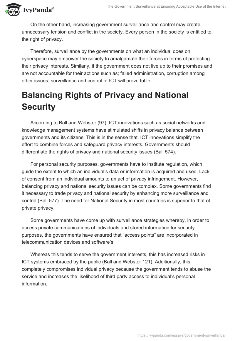 The Government Surveillance at Ensuring Acceptable Use of the Internet. Page 3