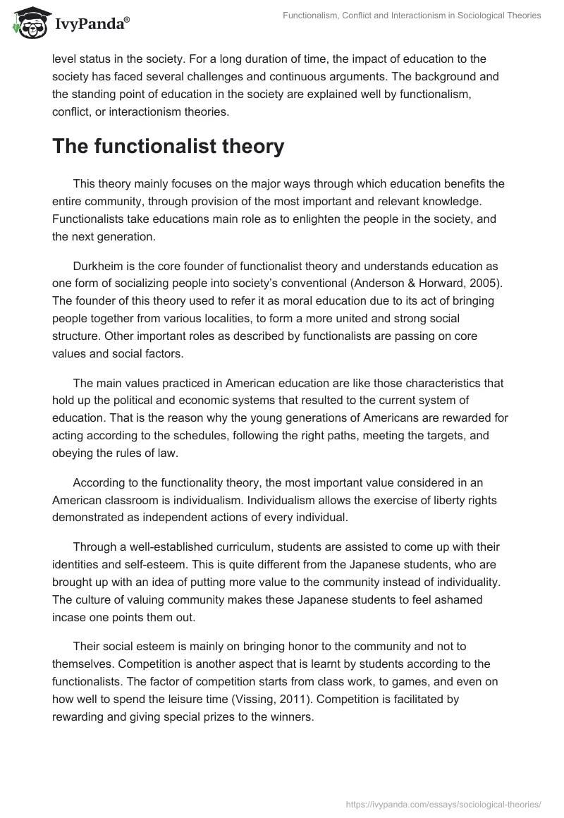 Functionalism, Conflict and Interactionism in Sociological Theories. Page 2