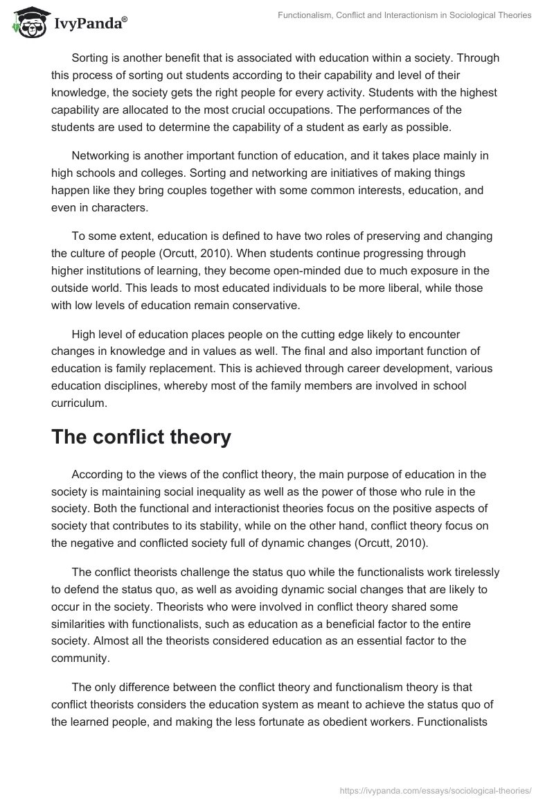 Functionalism, Conflict and Interactionism in Sociological Theories. Page 3