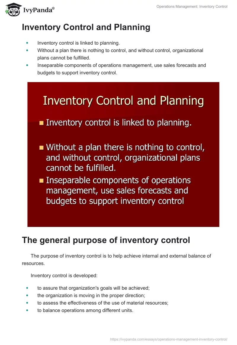 Operations Management: Inventory Control. Page 3