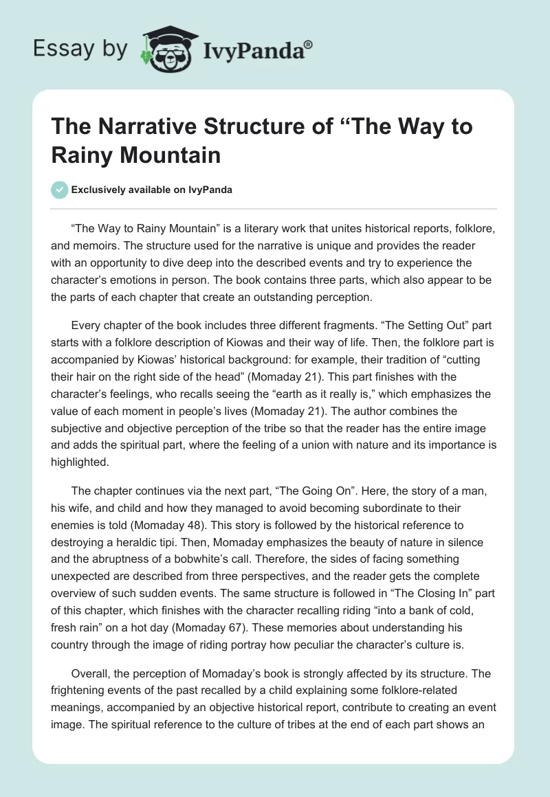 The Narrative Structure of “The Way to Rainy Mountain". Page 1