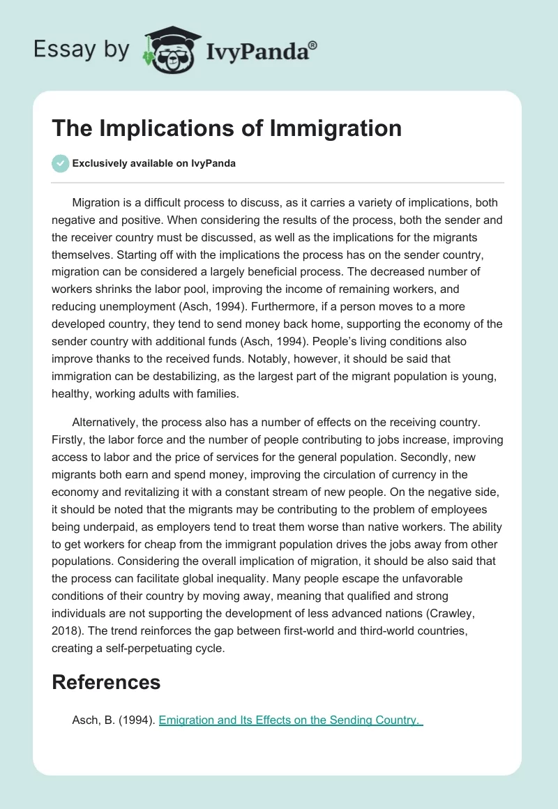 The Implications of Immigration. Page 1