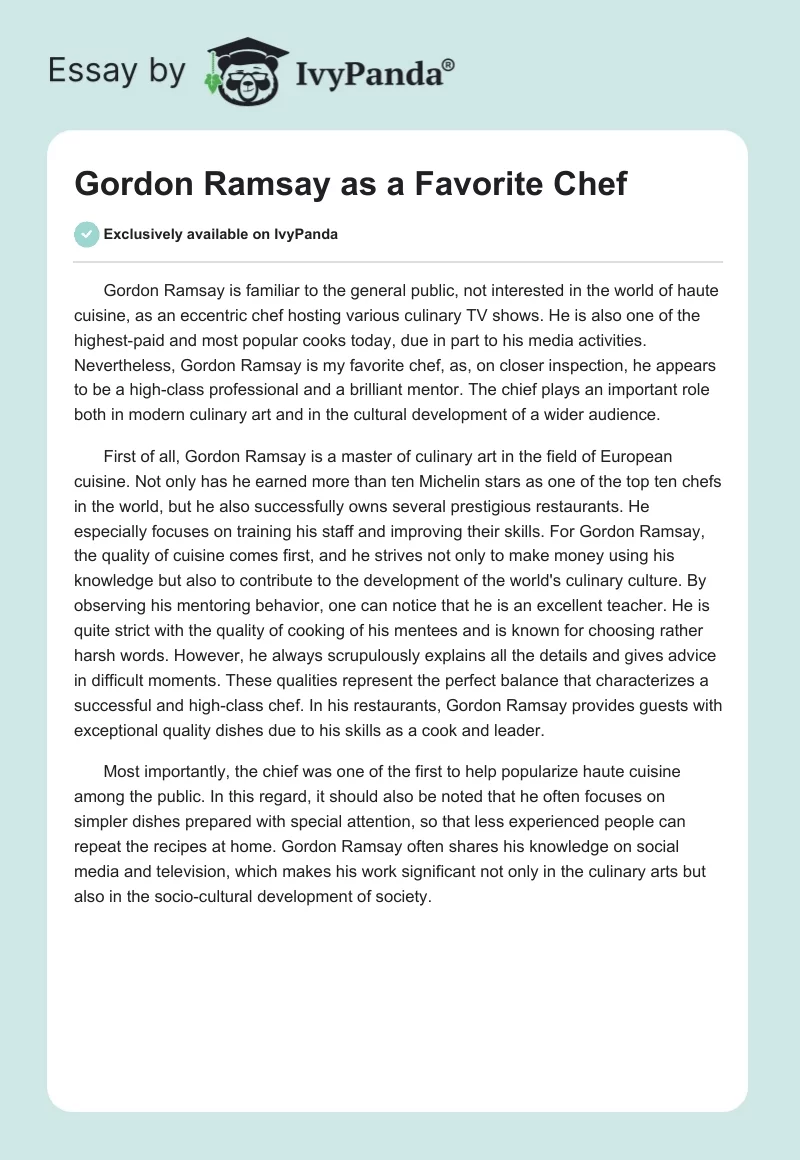 Gordon Ramsay as a Favorite Chef. Page 1