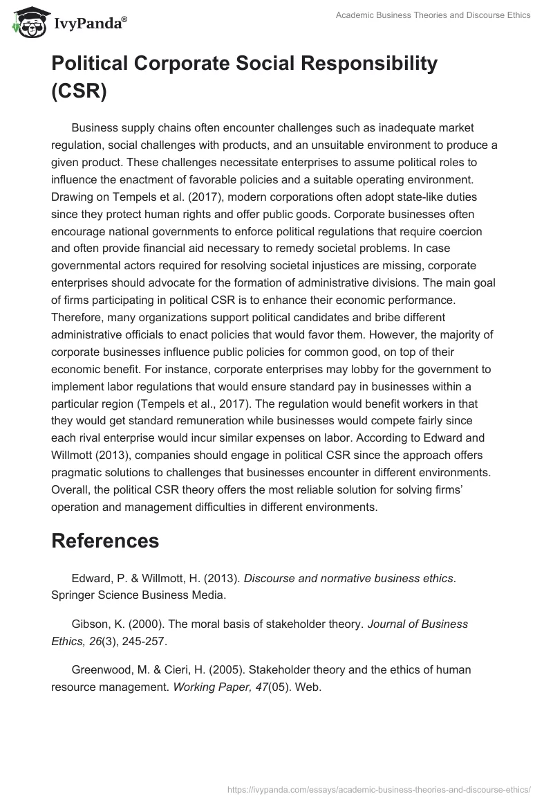 Academic Business Theories and Discourse Ethics. Page 2
