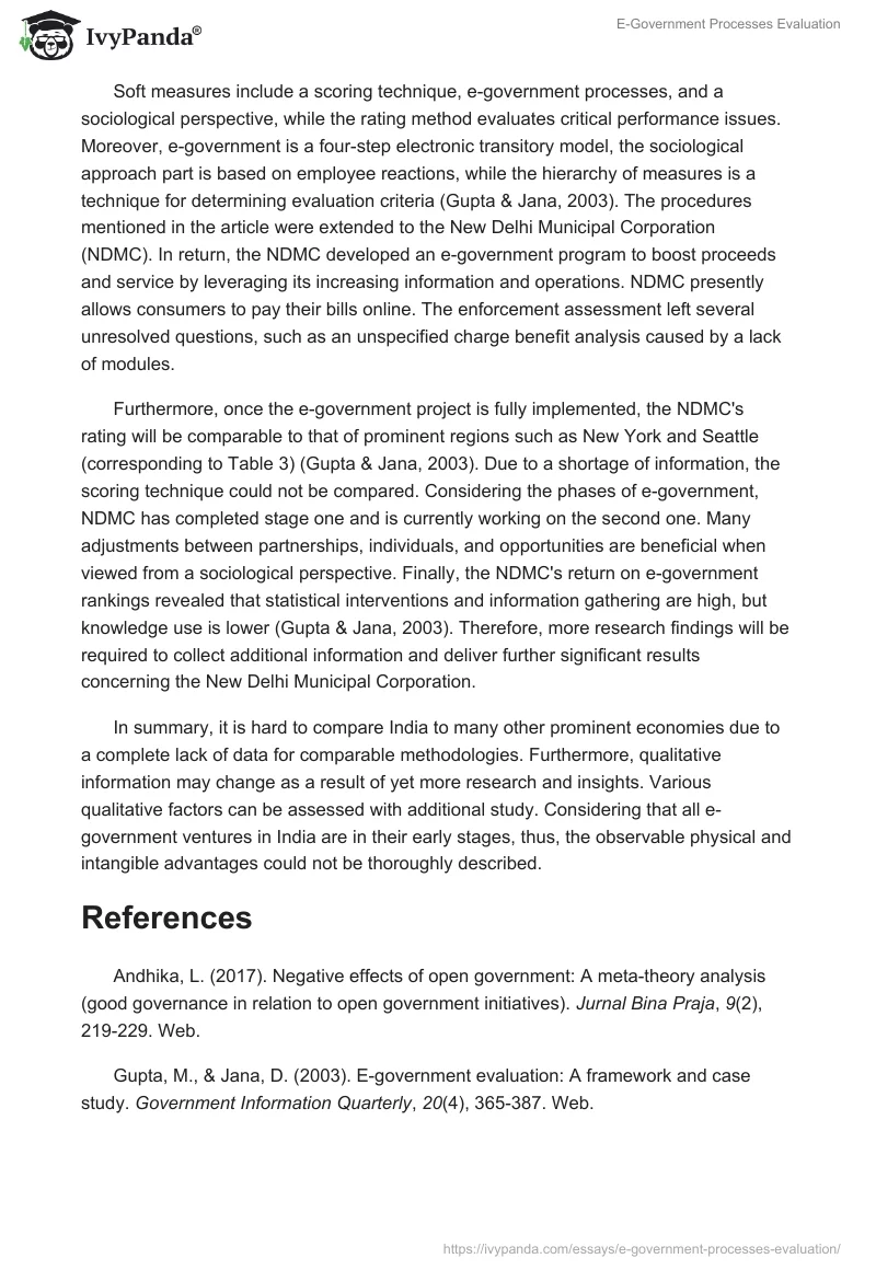E-Government Processes Evaluation. Page 2