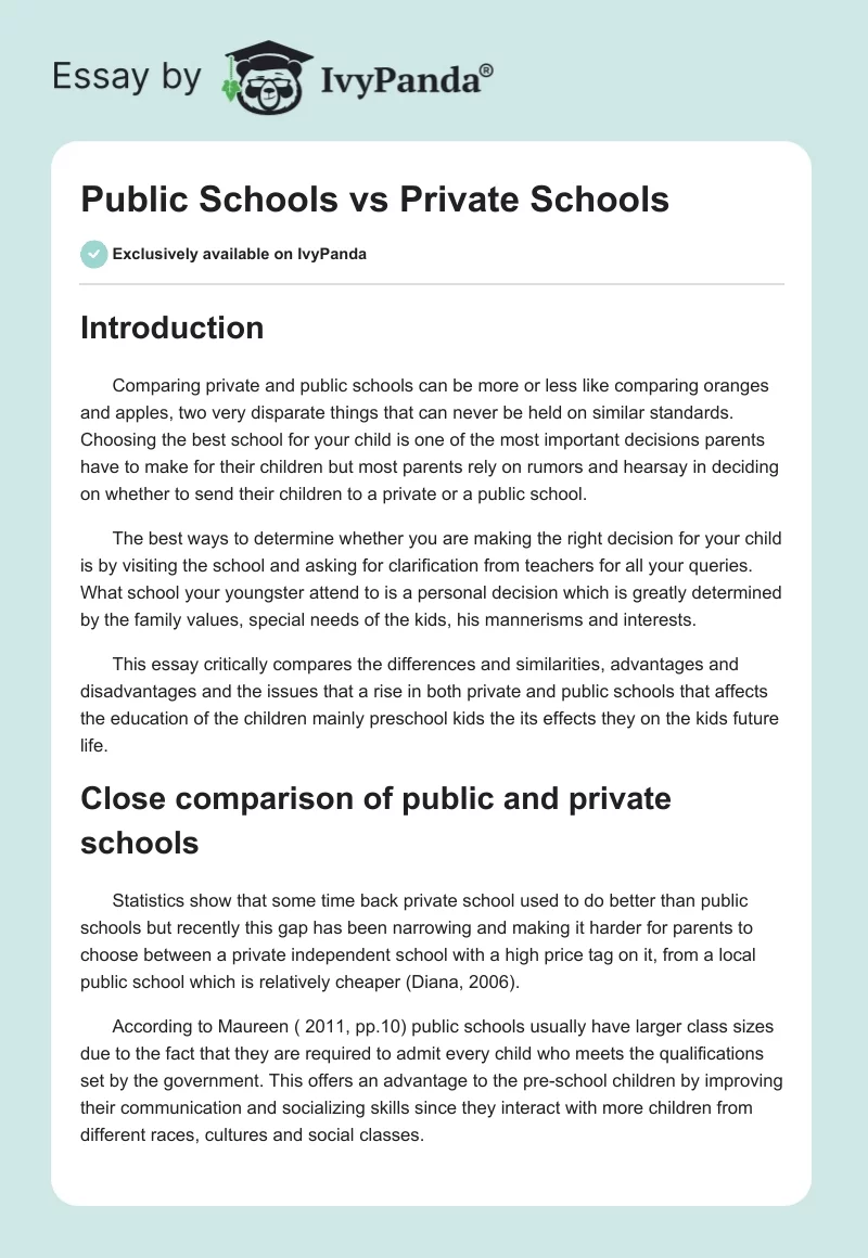 Public School vs Private School. Page 1