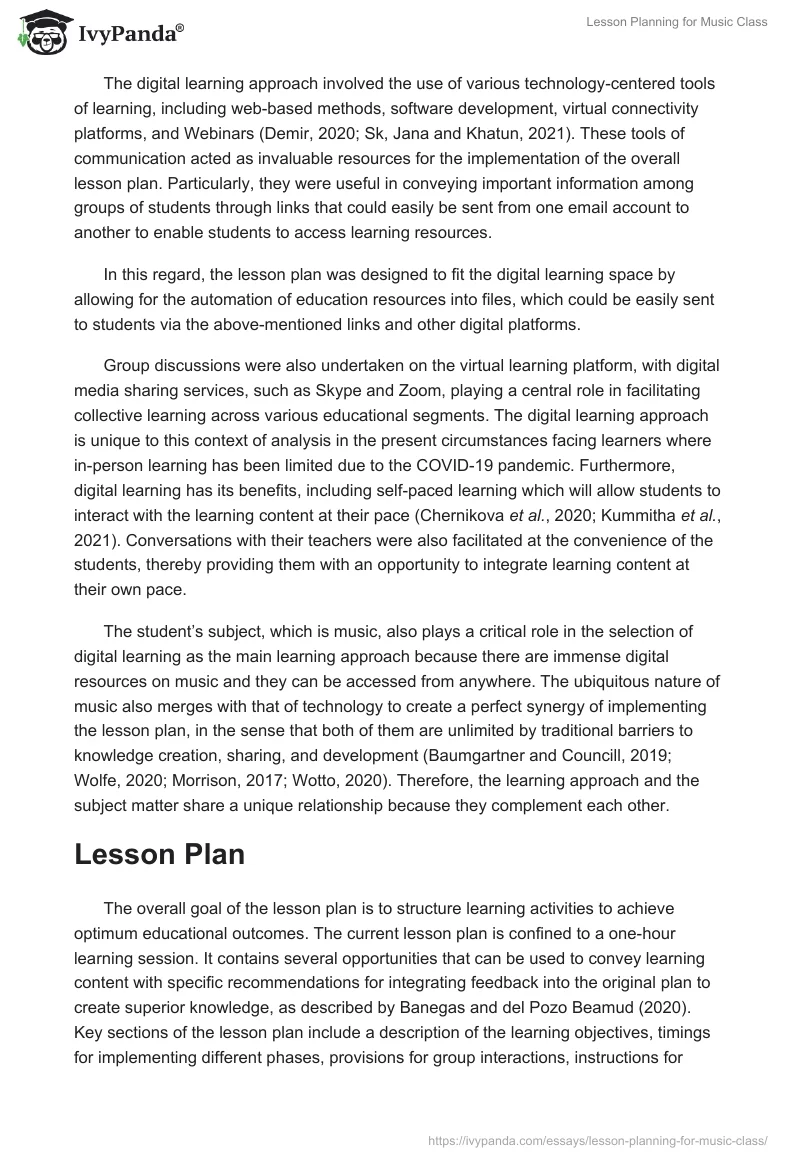 Lesson Planning for Music Class. Page 2