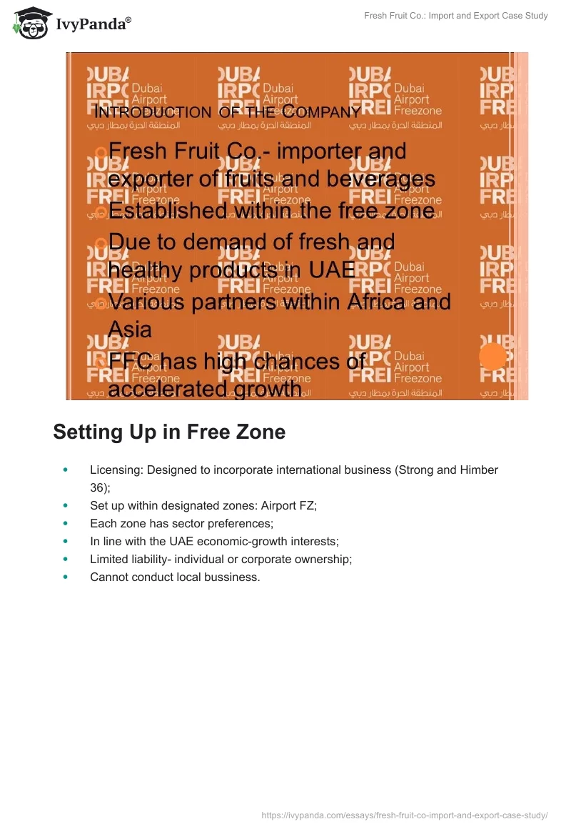 Fresh Fruit Co.: Import and Export Case Study. Page 2
