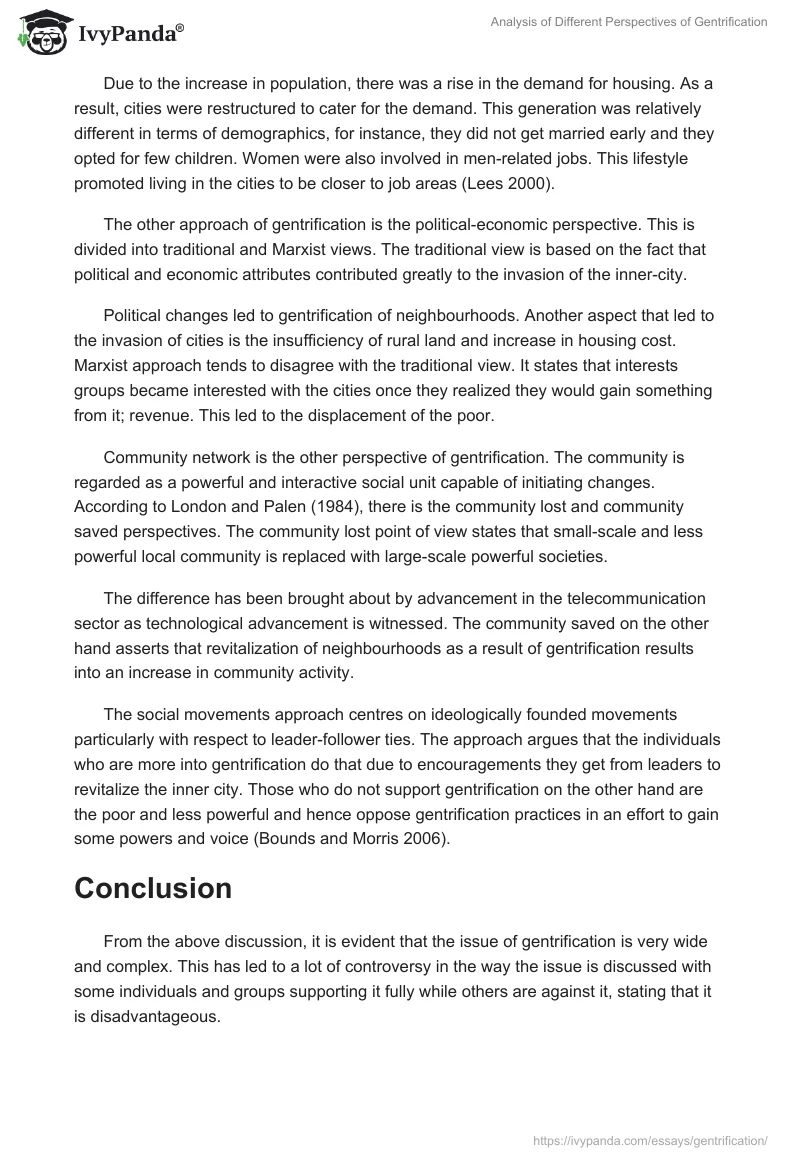 Analysis of Different Perspectives of Gentrification. Page 3