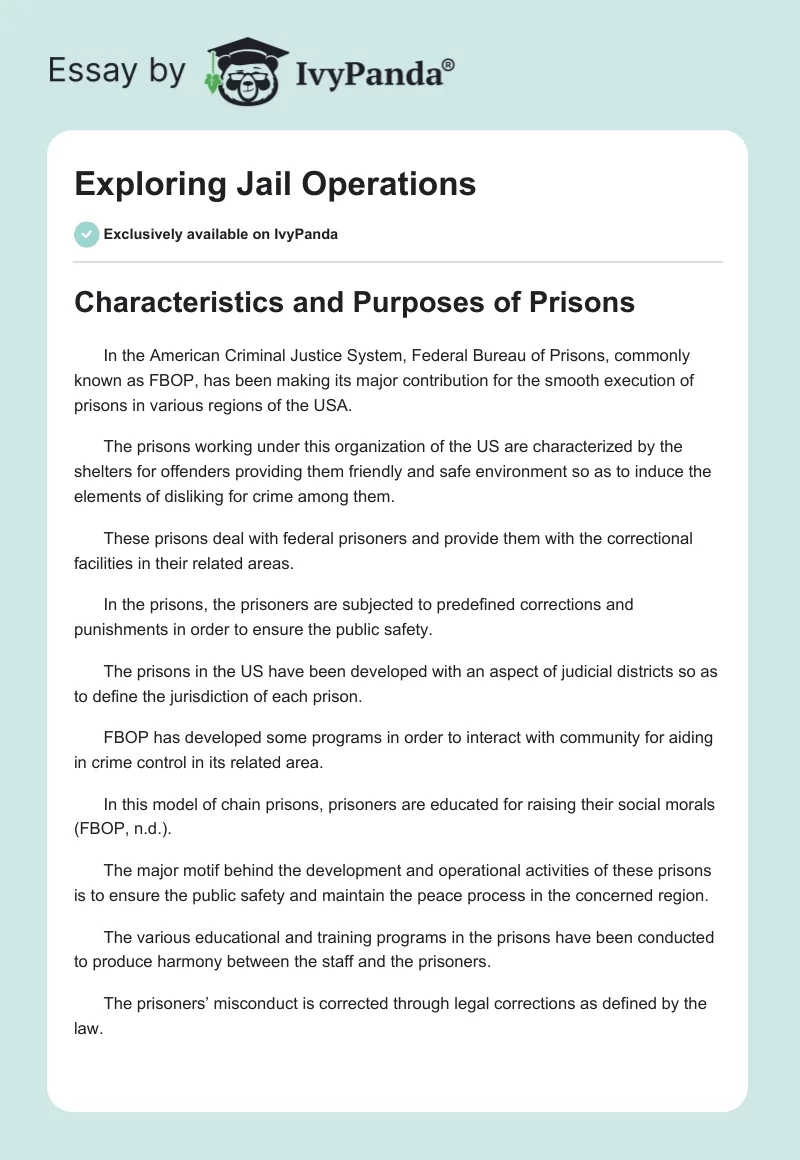 Exploring Jail Operations. Page 1