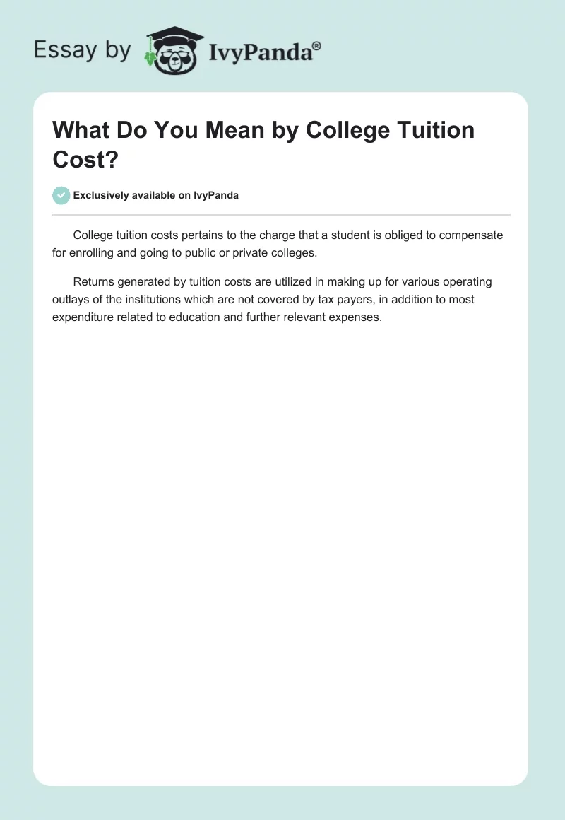 What Do You Mean by College Tuition Cost?. Page 1