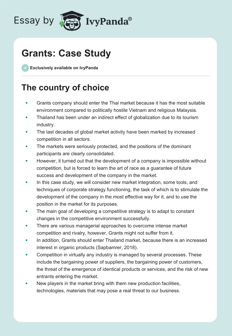 Grants: Case Study. Page 1