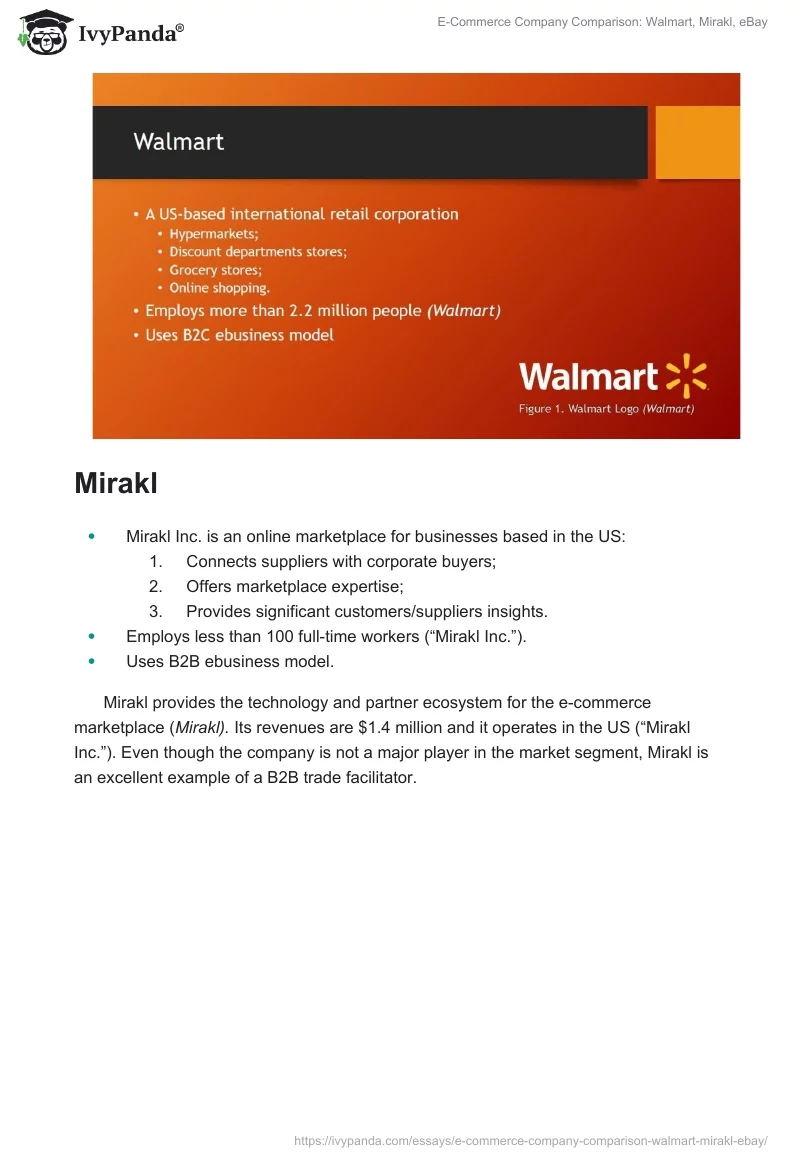 E-Commerce Company Comparison: Walmart, Mirakl, eBay. Page 3