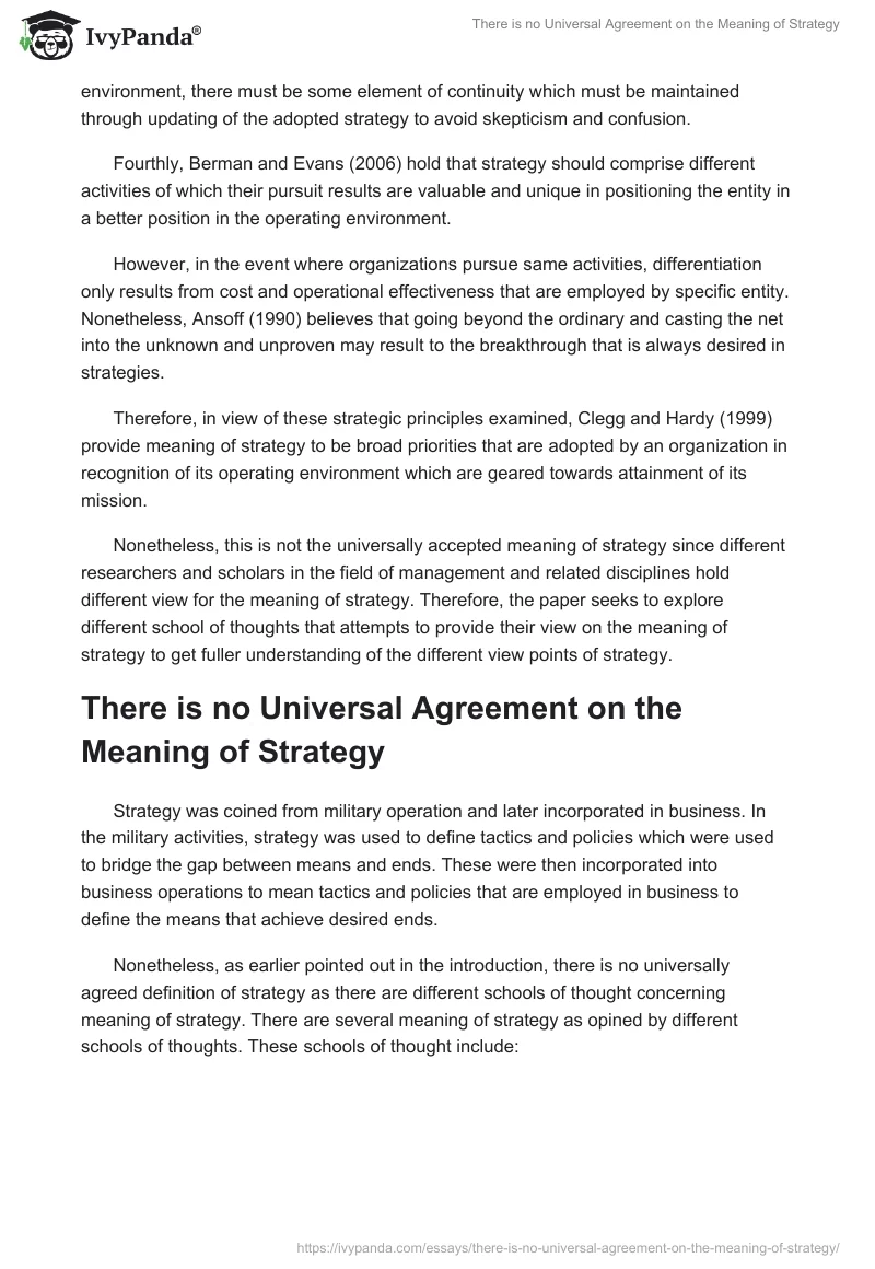 There is no Universal Agreement on the Meaning of Strategy. Page 2