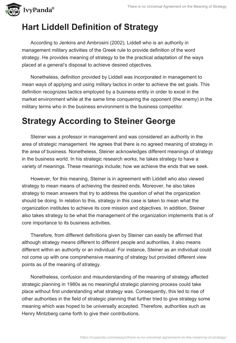 There is no Universal Agreement on the Meaning of Strategy. Page 3