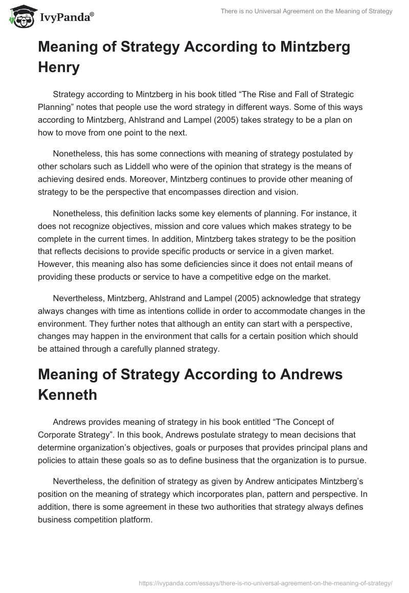 There is no Universal Agreement on the Meaning of Strategy. Page 4
