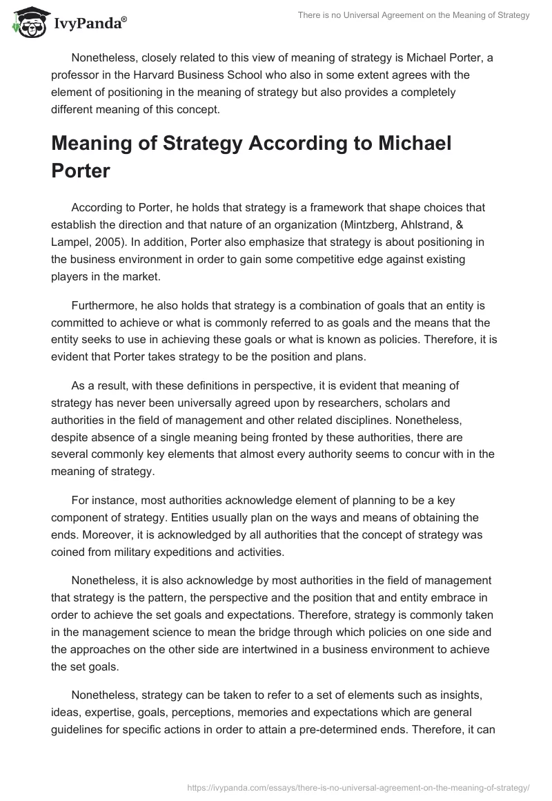 There is no Universal Agreement on the Meaning of Strategy. Page 5