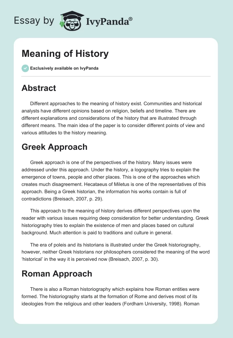 Meaning of History. Page 1