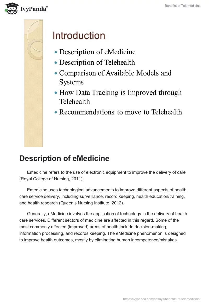 Benefits of Telemedicine. Page 2