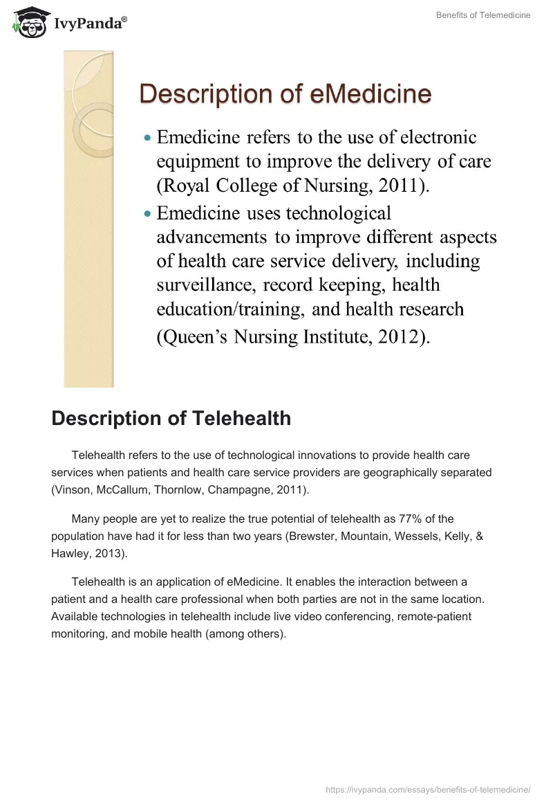 Benefits of Telemedicine. Page 3