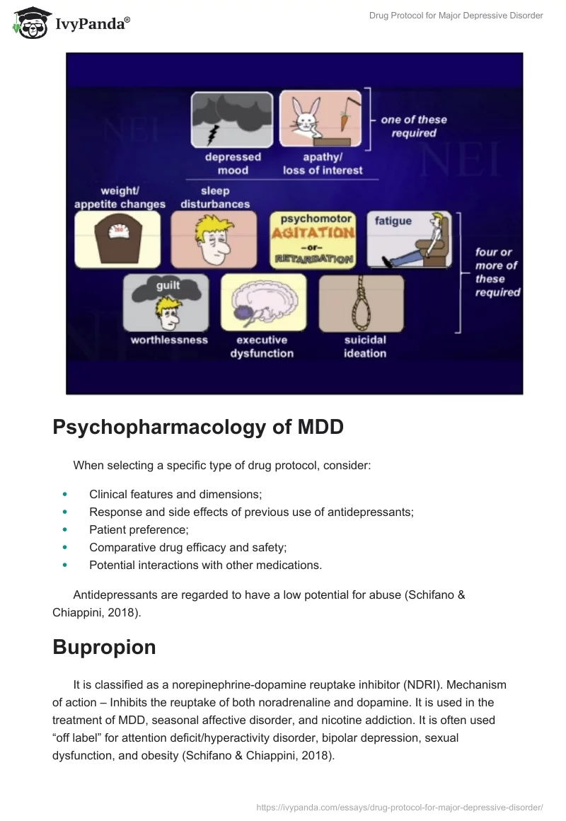 Drug Protocol for Major Depressive Disorder. Page 2