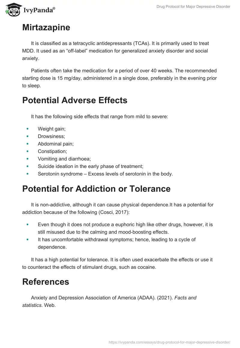 Drug Protocol for Major Depressive Disorder. Page 4