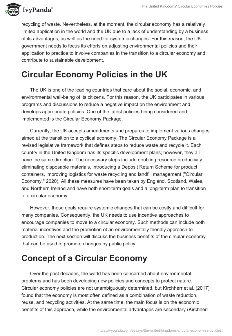The United Kingdoms' Circular Economies Policies. Page 2