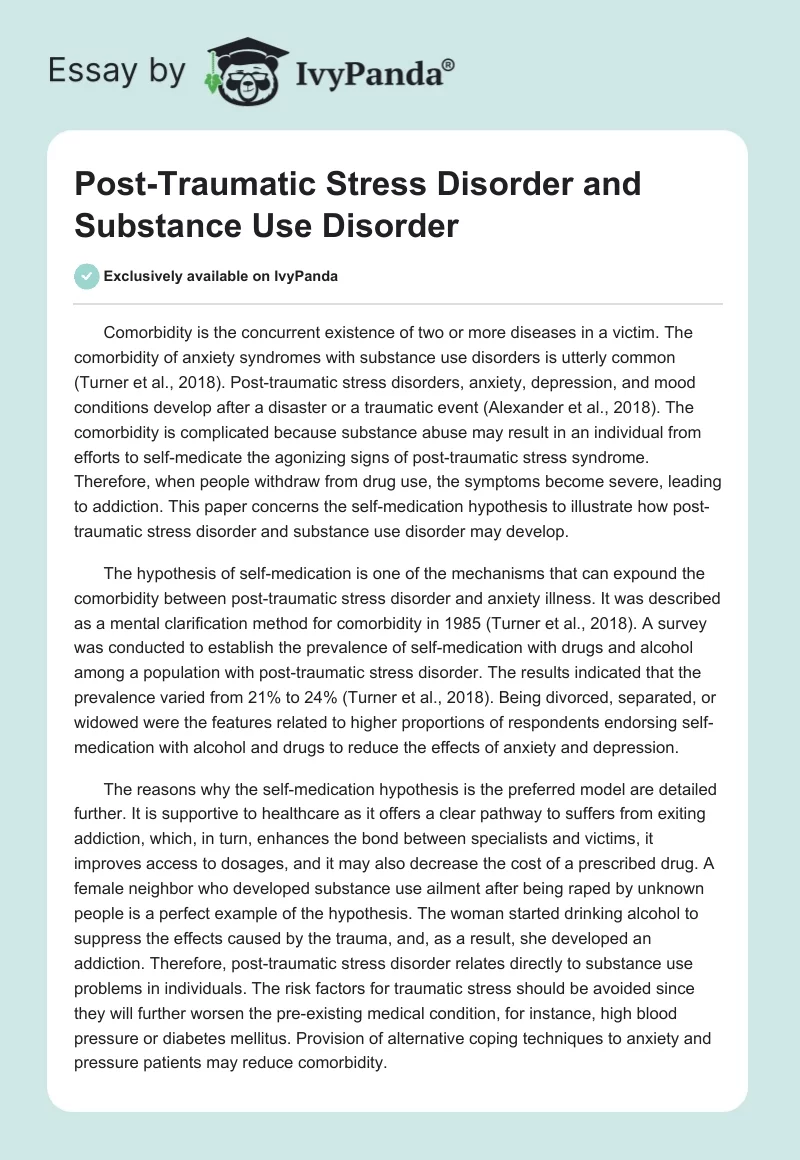 Post-Traumatic Stress Disorder and Substance Use Disorder. Page 1