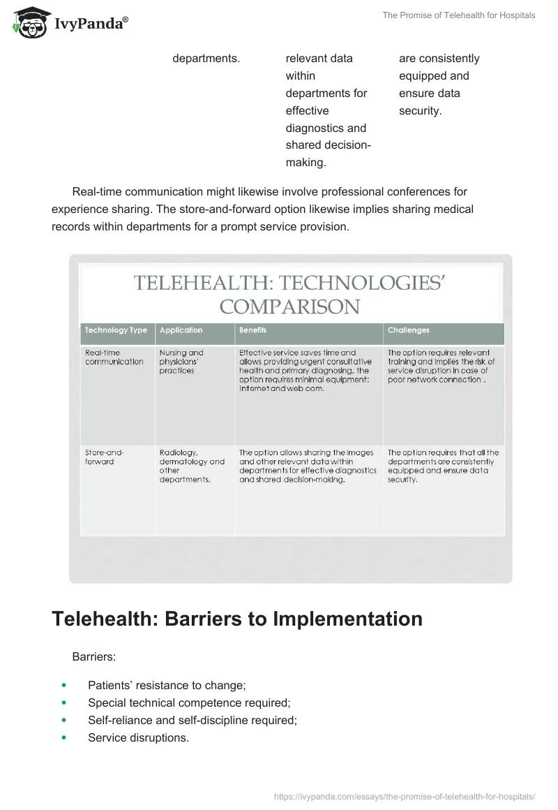The Promise of Telehealth for Hospitals. Page 5