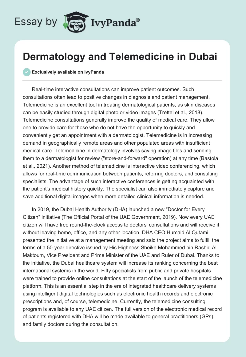 Dermatology and Telemedicine in Dubai. Page 1